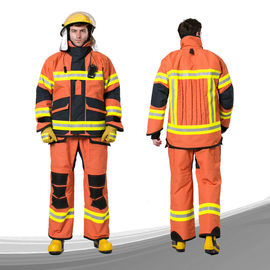 اللون البرتقالي رجال الاطفاء الموحدة ، بدلة مقاومة للحريق المتانة العالية